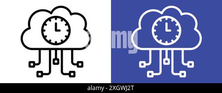 High server uptime icon logo sign vector outline in black and white color Stock Vector