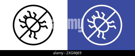 Mite in the prohibition sign logo sign vector outline in black and white color Stock Vector