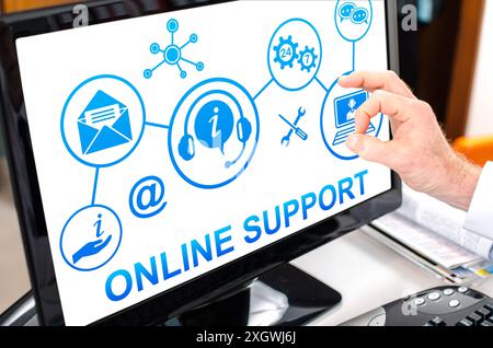 Online support concept shown on a computer screen Stock Photo