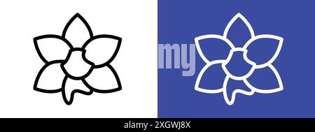 Moth Orchid icon logo sign vector outline in black and white color Stock Vector