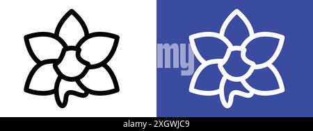 Moth Orchid icon logo sign vector outline in black and white color Stock Vector