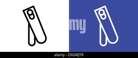 Nail clipper icon logo sign vector outline in black and white color Stock Vector
