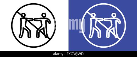 No fight sign logo sign vector outline in black and white color Stock Vector