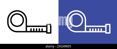 Measuring tape icon logo sign vector outline in black and white color Stock Vector
