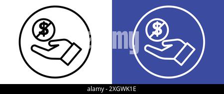 No dollar sign logo sign vector outline in black and white color Stock Vector