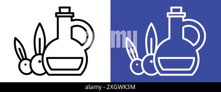 Olive oil icon logo sign vector outline in black and white color Stock Vector