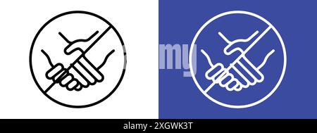 No handshake sign logo sign vector outline in black and white color Stock Vector