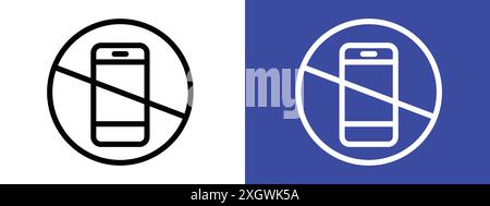 No cell phone sign logo sign vector outline in black and white color Stock Vector