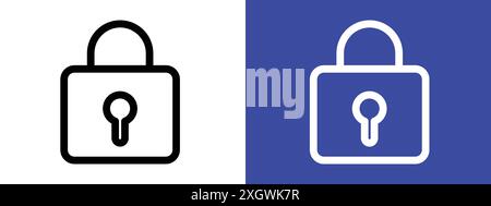 Padlock icon logo sign vector outline in black and white color Stock Vector