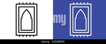 Prayer rug icon logo sign vector outline in black and white color Stock Vector