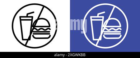 No food allowed sign logo sign vector outline in black and white color Stock Vector