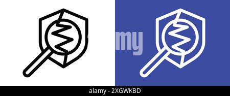 Protection from attack icon logo sign vector outline in black and white color Stock Vector
