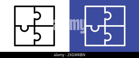 Puzzle icon logo sign vector outline in black and white color Stock ...
