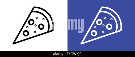 Pizza icon logo sign vector outline in black and white color Stock Vector