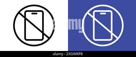 Photo and phone forbidden sign logo sign vector outline in black and white color Stock Vector