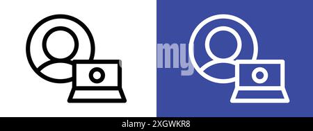 Programmer icon logo sign vector outline in black and white color Stock Vector