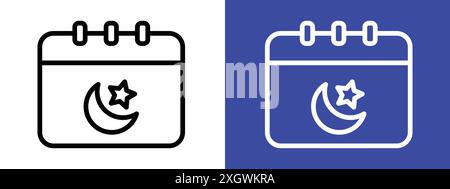 Ramadan calendar icon logo sign vector outline in black and white color Stock Vector
