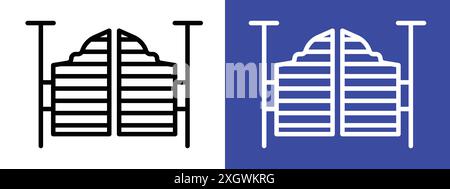 Saloon door icon logo sign vector outline in black and white color Stock Vector