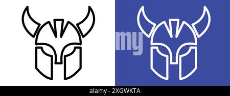 Warrior mask icon logo sign vector outline in black and white color Stock Vector