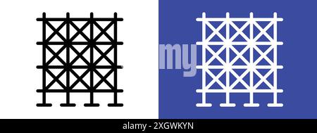 Scaffolding icon logo sign vector outline in black and white color Stock Vector