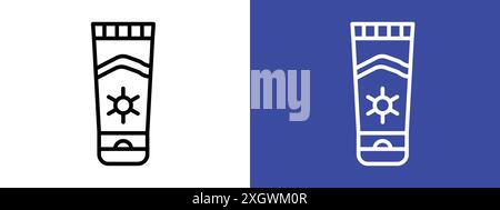 Suntan cream icon logo sign vector outline in black and white color Stock Vector