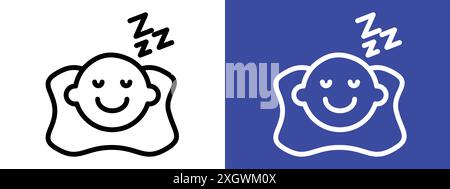 Sleeping icon logo sign vector outline in black and white color Stock Vector