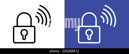 Smart lock icon logo sign vector outline in black and white color Stock Vector