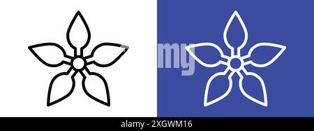 Shuriken icon logo sign vector outline in black and white color Stock Vector