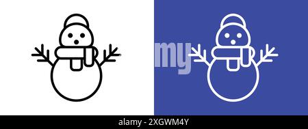 Snowman icon logo sign vector outline in black and white color Stock Vector