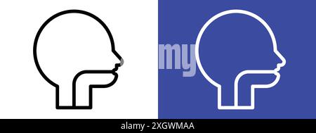 Swallowing reflex icon logo sign vector outline in black and white color Stock Vector