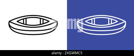 Wooden boat icon logo sign vector outline in black and white color Stock Vector
