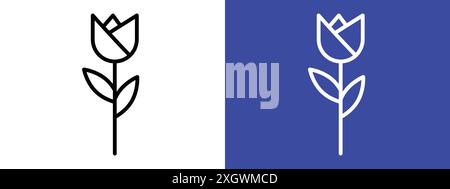 Tulip icon logo sign vector outline in black and white color Stock Vector