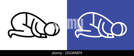 Sujud icon logo sign vector outline in black and white color Stock Vector