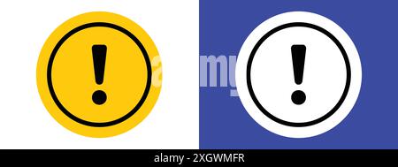 Warning sign with exclamation point logo sign vector outline in black and white color Stock Vector