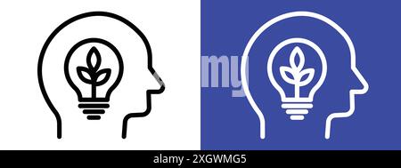 Think green icon logo sign vector outline in black and white color Stock Vector