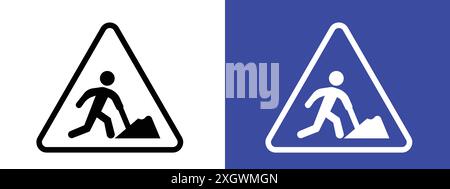Under construction sign logo sign vector outline in black and white color Stock Vector
