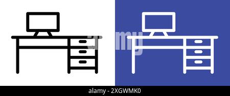 Workplace icon logo sign vector outline in black and white color Stock Vector