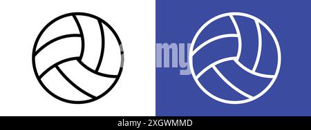 Volleyball ball icon logo sign vector outline in black and white color Stock Vector