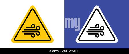 Wind warning sign logo sign vector outline in black and white color Stock Vector