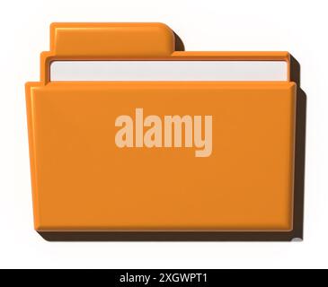 Yellow folder with shadow on isolated background. 3D rendering illustration Stock Photo