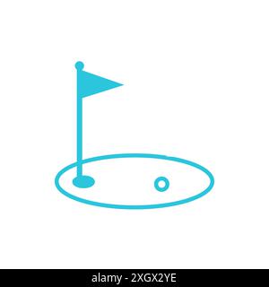 Golf flag in hole  icon. Isolated on white background. From blue icon set. Stock Vector