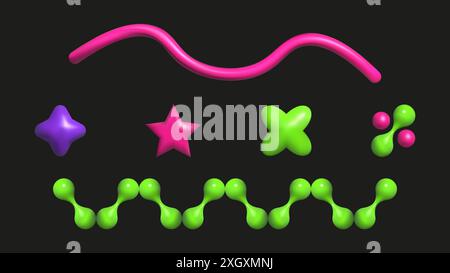 3D plastic elements set isolated abstract shapes. Geometric shapes are bright saturated colors. Vector. Stock Vector