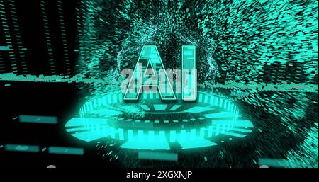 Image of ai text, connections and data processing over dark background Stock Photo