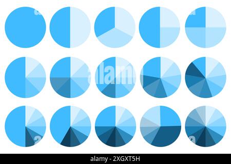 Set of blue progress bars. Different stages in vector. Simple and clean design. Ideal for various uses. Stock Vector