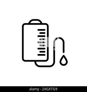 Blood transfusion icon logo sign vector outline in black and white color Stock Vector