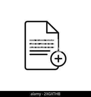 Add document icon logo sign vector outline in black and white color Stock Vector