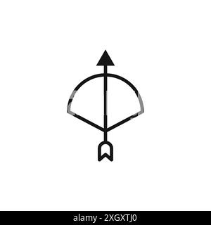 Bow arrow icon logo sign vector outline in black and white color Stock Vector