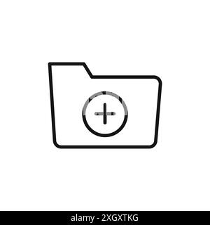 Add folder icon logo sign vector outline in black and white color Stock Vector