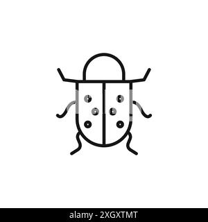 Bug icon logo sign vector outline in black and white color Stock Vector