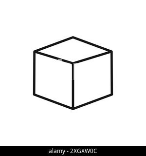 Cube icon logo sign vector outline in black and white color Stock Vector